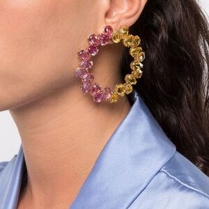 Swarovski Pink and Yellow Crystal Earrings
